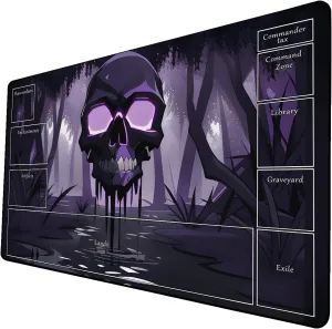 AI Painting TCG Playmat - MTG Trading Card Game Mat with Zone Layout, 24x14 Inches Premium MTG Play Mat - The Perfect Companion for Intense Card Battles - Fantasy Dark Skull Black Lotus 424A301