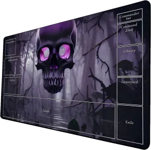 AI Painting TCG Playmat - MTG Trading Card Game Mat with Zone Layout, 24x14 Inches Premium MTG Play Mat - The Perfect Companion for Intense Card Battles - Fantasy Dark Skull Black Lotus 424A312