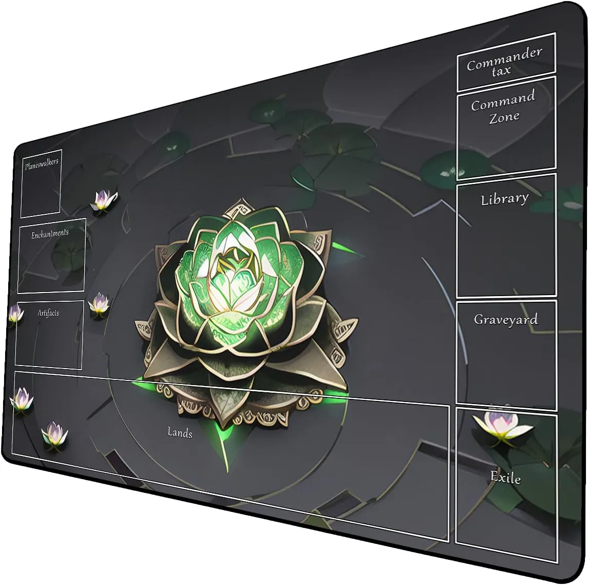 AI Painting TCG Playmat - MTG Trading Card Game Mat with Zone Layout, 24x14 Inches Premium MTG Play Mat - The Perfect Companion for Intense Card Battles - Fantasy Dark Skull Black Lotus 424A331