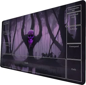 AI Painting TCG Playmat - MTG Trading Card Game Mat with Zone Layout, 24x14 Inches Premium MTG Play Mat - The Perfect Companion for Intense Card Battles - Fantasy Dark Skull Black Lotus 424A332