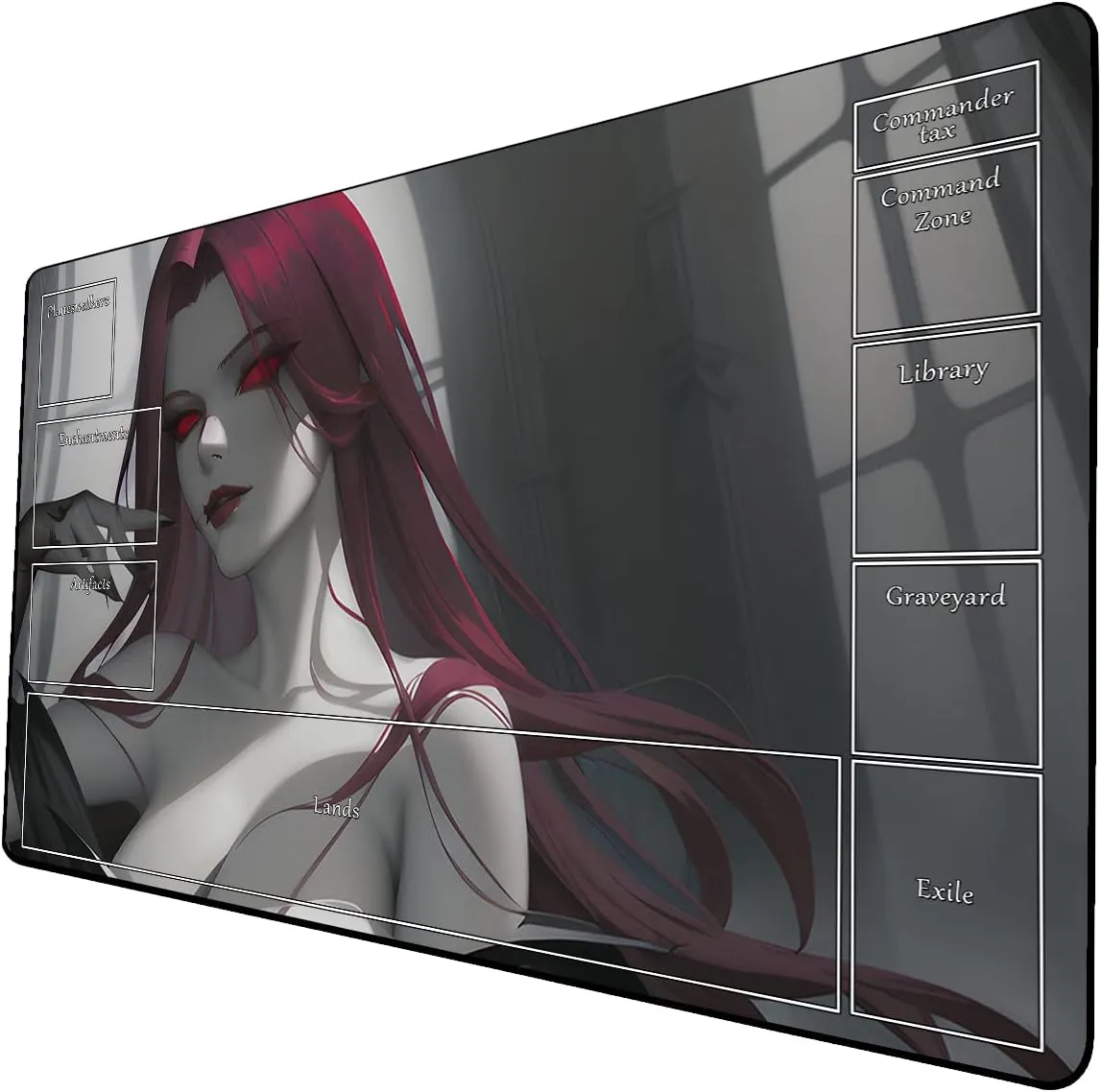 AI Painting TCG Playmat - MTG Trading Card Game Mat with Zone Layout, 24x14 Inches Premium MTG Play Mat - The Perfect Companion for Intense Card Battles - Fantasy Dark Skull Black Lotus 424A352