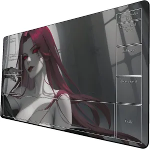 AI Painting TCG Playmat - MTG Trading Card Game Mat with Zone Layout, 24x14 Inches Premium MTG Play Mat - The Perfect Companion for Intense Card Battles - Fantasy Dark Skull Black Lotus 424A352