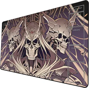AI Painting TCG Playmat - MTG Trading Card Game Mat with Zone Layout, 24x14 Inches Premium MTG Play Mat - The Perfect Companion for Intense Card Battles - Fantasy Dark Skull Black Lotus 509A001