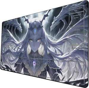 AI Painting TCG Playmat - MTG Trading Card Game Mat with Zone Layout, 24x14 Inches Premium MTG Play Mat - The Perfect Companion for Intense Card Battles - Fantasy Dark Skull Black Lotus 509A012
