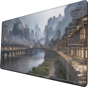 AI Painting TCG Playmat - MTG Trading Card Game Mat with Zone Layout, 24x14 Inches Premium MTG Play Mat - The Perfect Companion for Intense Card Battles - Fantasy Dark Skull Black Lotus 509A247