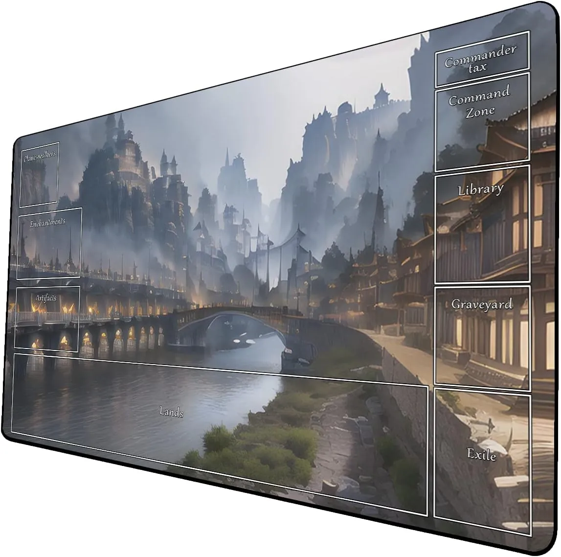AI Painting TCG Playmat - MTG Trading Card Game Mat with Zone Layout, 24x14 Inches Premium MTG Play Mat - The Perfect Companion for Intense Card Battles - Fantasy Dark Skull Black Lotus 509A247