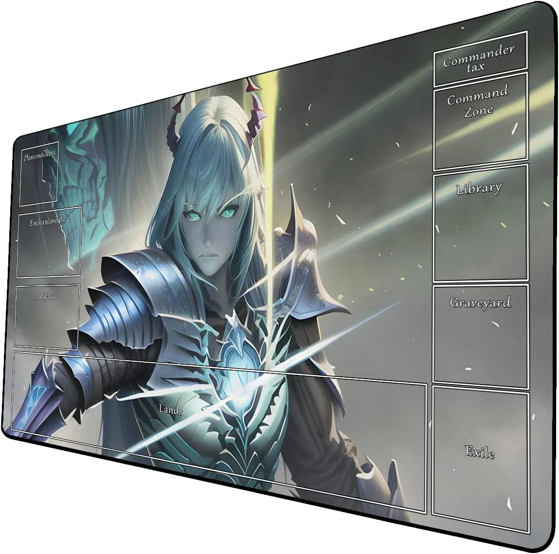 AI Painting TCG Playmat - MTG Trading Card Game Mat with Zone Layout, 24x14 Inches Premium MTG Play Mat - The Perfect Companion for Intense Card Battles - Fantasy Dark Skull Black Lotus 509A267