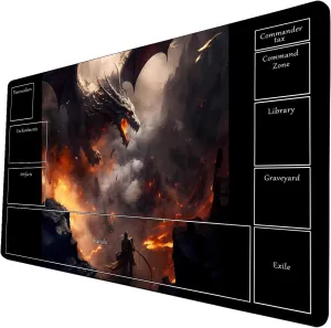 AI Painting TCG Playmat - MTG Trading Card Game Mat with Zone Layout, 24x14 Inches Premium MTG Play Mat - The Perfect Companion for Intense Card Battles - Fantasy Dark Skull Black Lotus A09