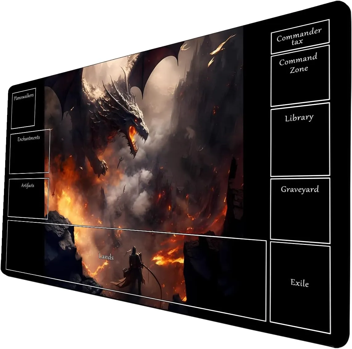AI Painting TCG Playmat - MTG Trading Card Game Mat with Zone Layout, 24x14 Inches Premium MTG Play Mat - The Perfect Companion for Intense Card Battles - Fantasy Dark Skull Black Lotus A09
