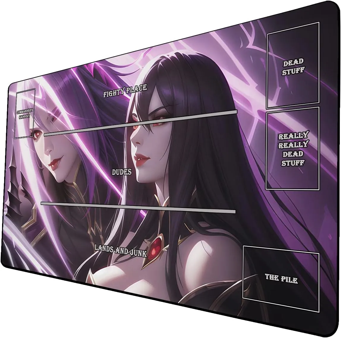 AI Painting TCG Playmat - MTG Trading Card Game Mat with Zones, 24x14 Inches Premium MTG Playmat - The Perfect Companion for Intense Card Battles - Fantasy Dark Vampire Lotus-030