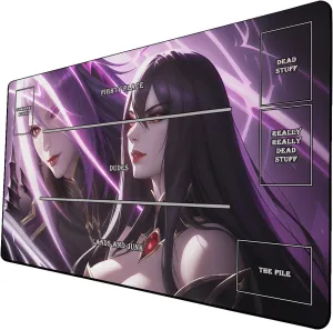 AI Painting TCG Playmat - MTG Trading Card Game Mat with Zones, 24x14 Inches Premium MTG Playmat - The Perfect Companion for Intense Card Battles - Fantasy Dark Vampire Lotus-030