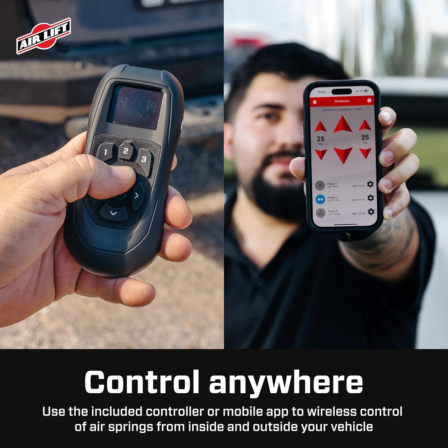 Air Lift WirelessAir   EZ Mount, 2nd Generation On-Board Air Compressor with Mobile App - 74000EZ