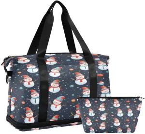 ALAZA Color Snowman Ball Bell Snowflake Travel Duffel Bag with Shoe Compartment Tote Bag Weekender Overnight Bag with Wet Pocket for Travel,Gym,Yoga,Swimming