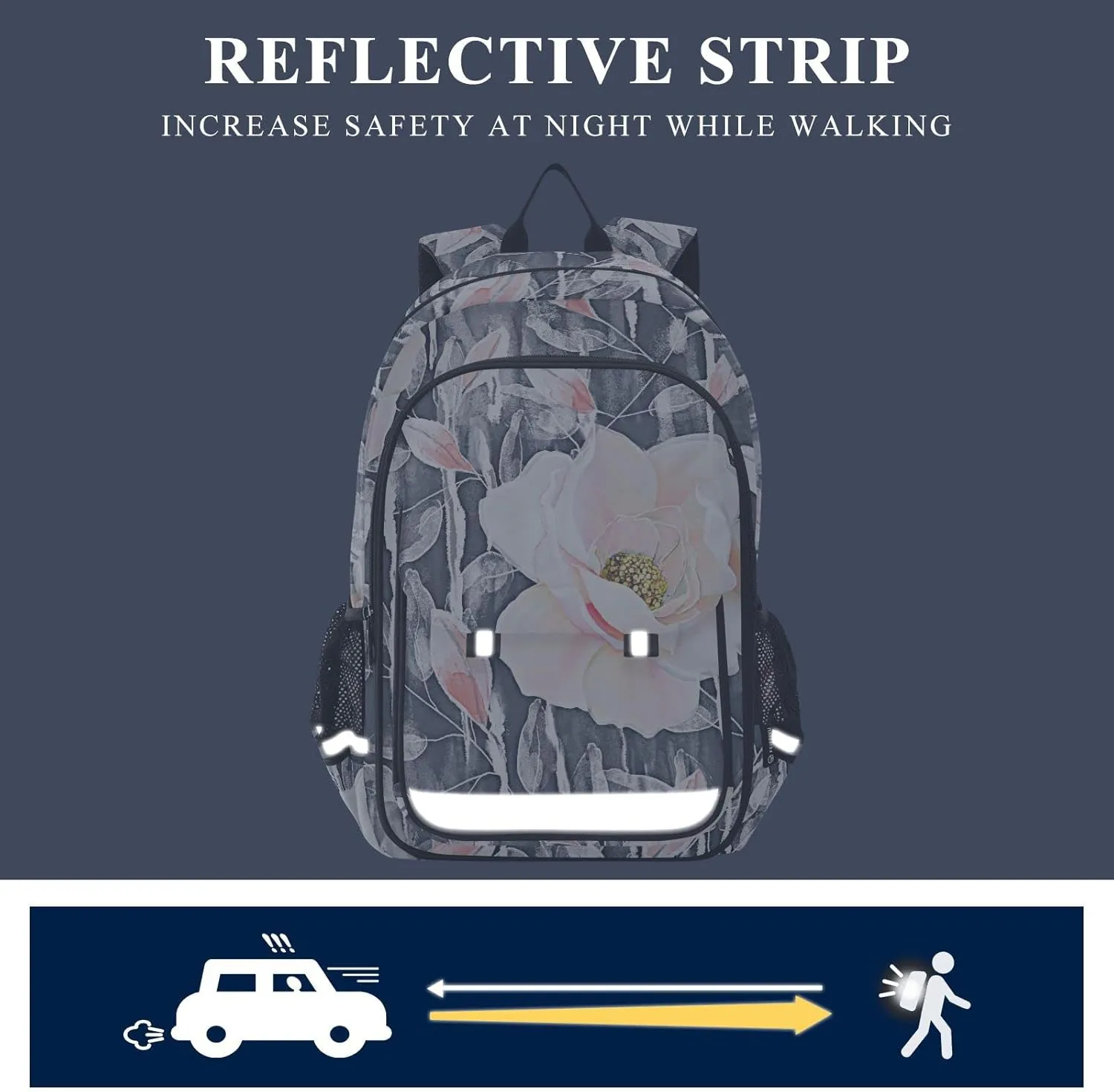 ALAZA Flowers and Leaves Casual Backpack Travel Daypack Bookbag