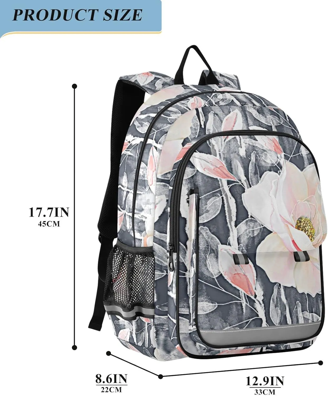 ALAZA Flowers and Leaves Casual Backpack Travel Daypack Bookbag