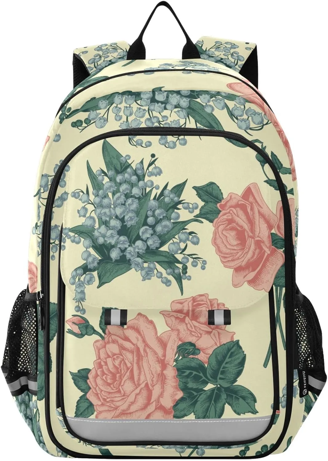 ALAZA Lowers Roses and Lilies Of The Valley Casual Backpack Travel Daypack Bookbag