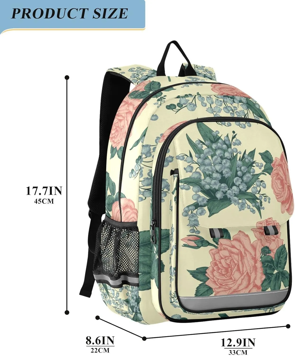 ALAZA Lowers Roses and Lilies Of The Valley Casual Backpack Travel Daypack Bookbag