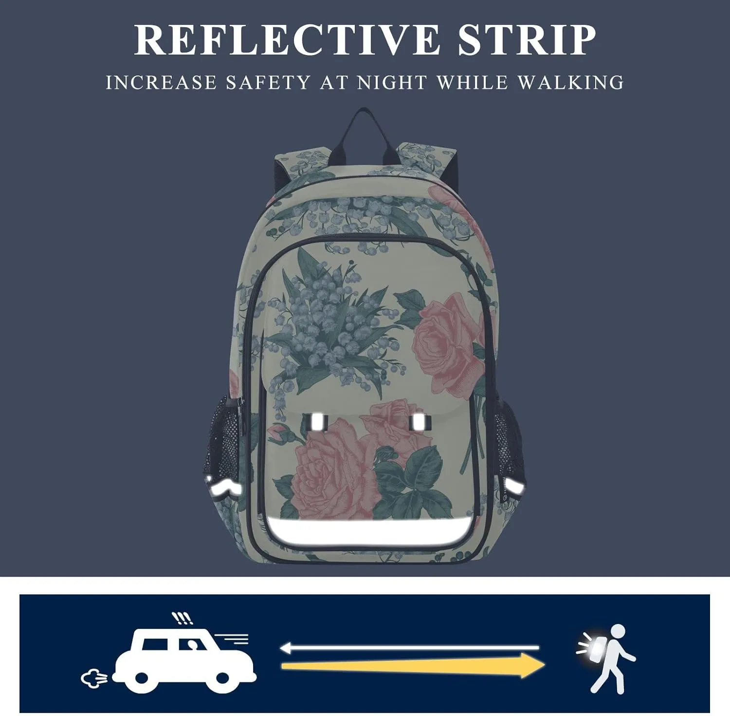 ALAZA Lowers Roses and Lilies Of The Valley Casual Backpack Travel Daypack Bookbag