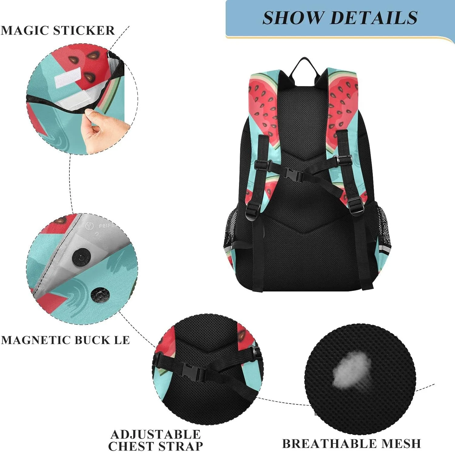 ALAZA Watermelon on Blue Casual Backpack Travel Daypack Bookbag