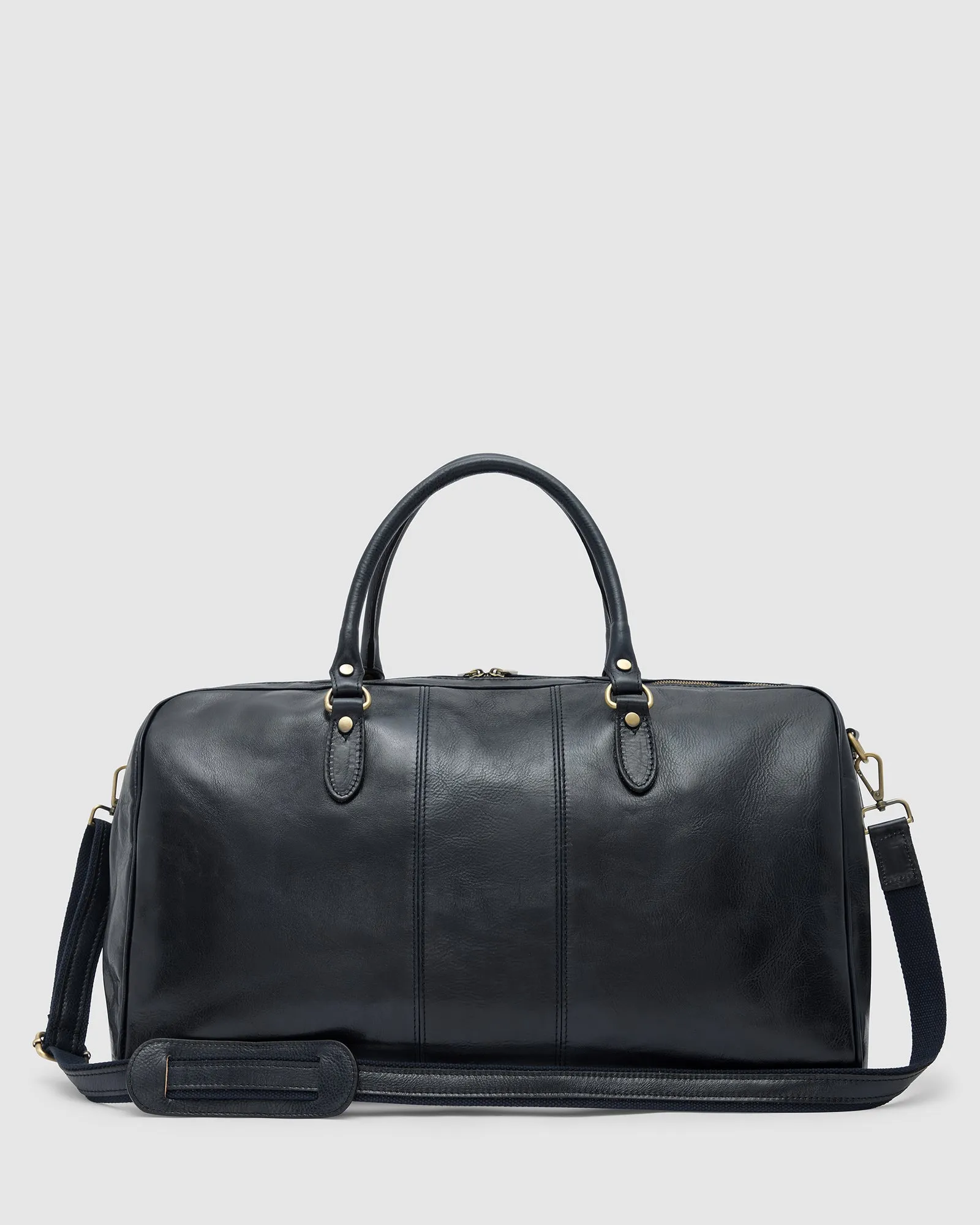 Albertis Blue Leather Weekender Bag