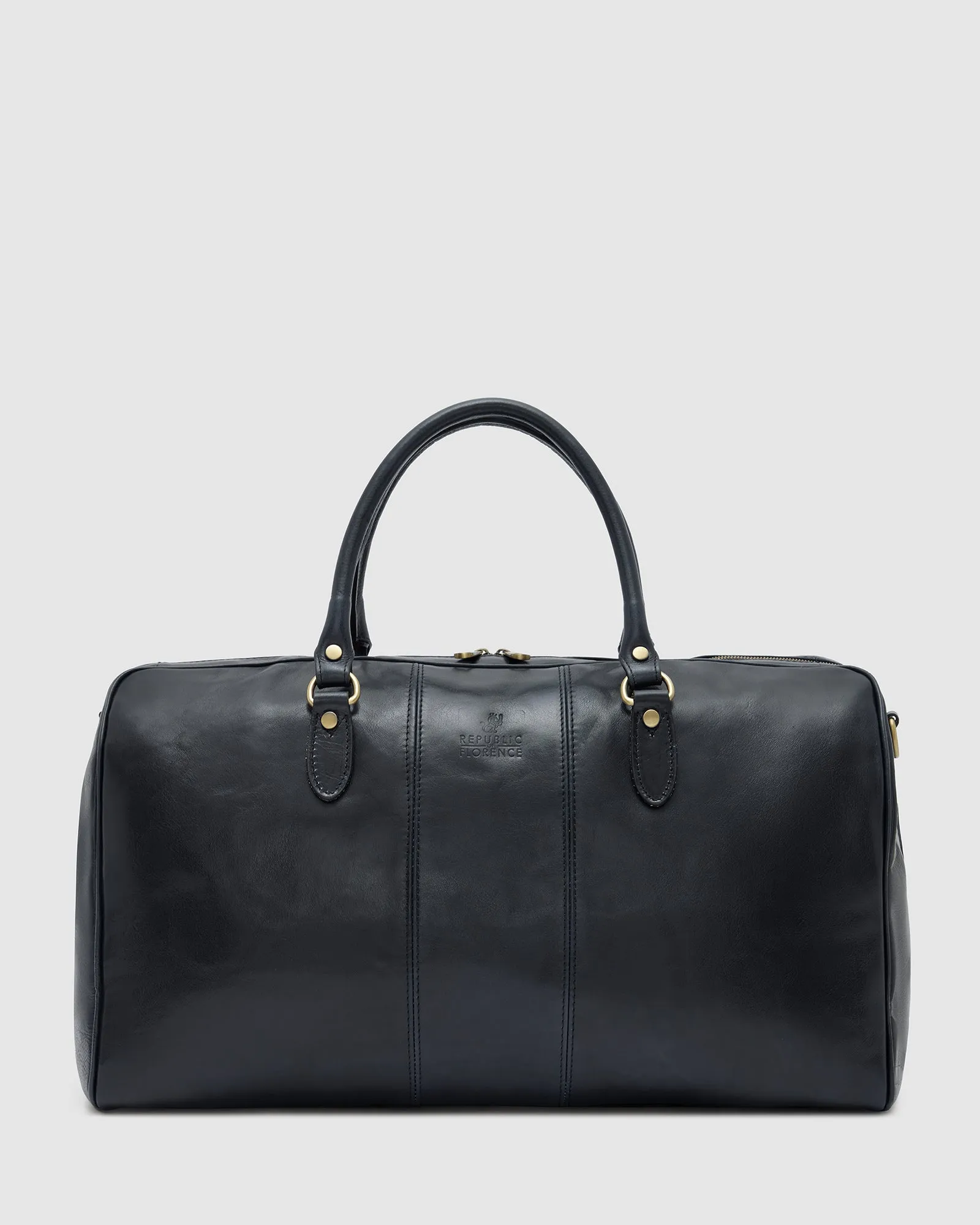 Albertis Blue Leather Weekender Bag