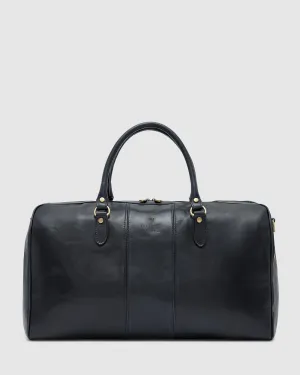 Albertis Blue Leather Weekender Bag