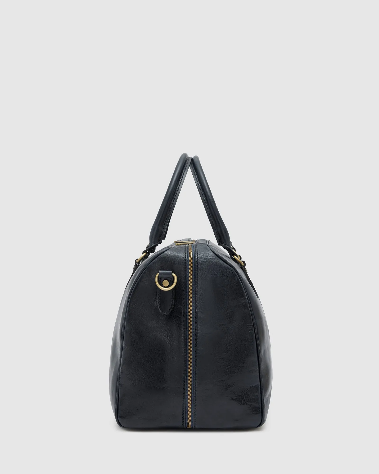 Albertis Blue Leather Weekender Bag