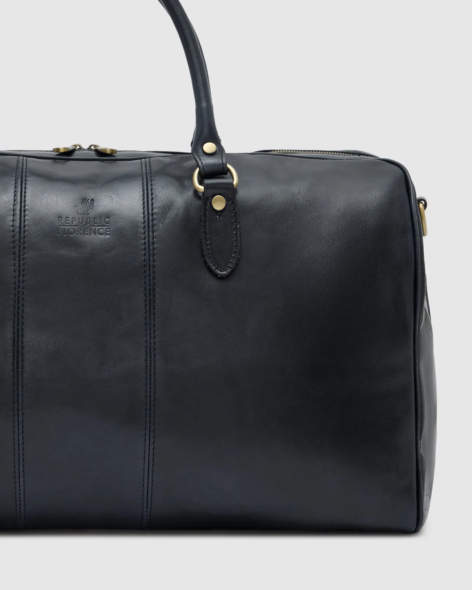 Albertis Blue Leather Weekender Bag