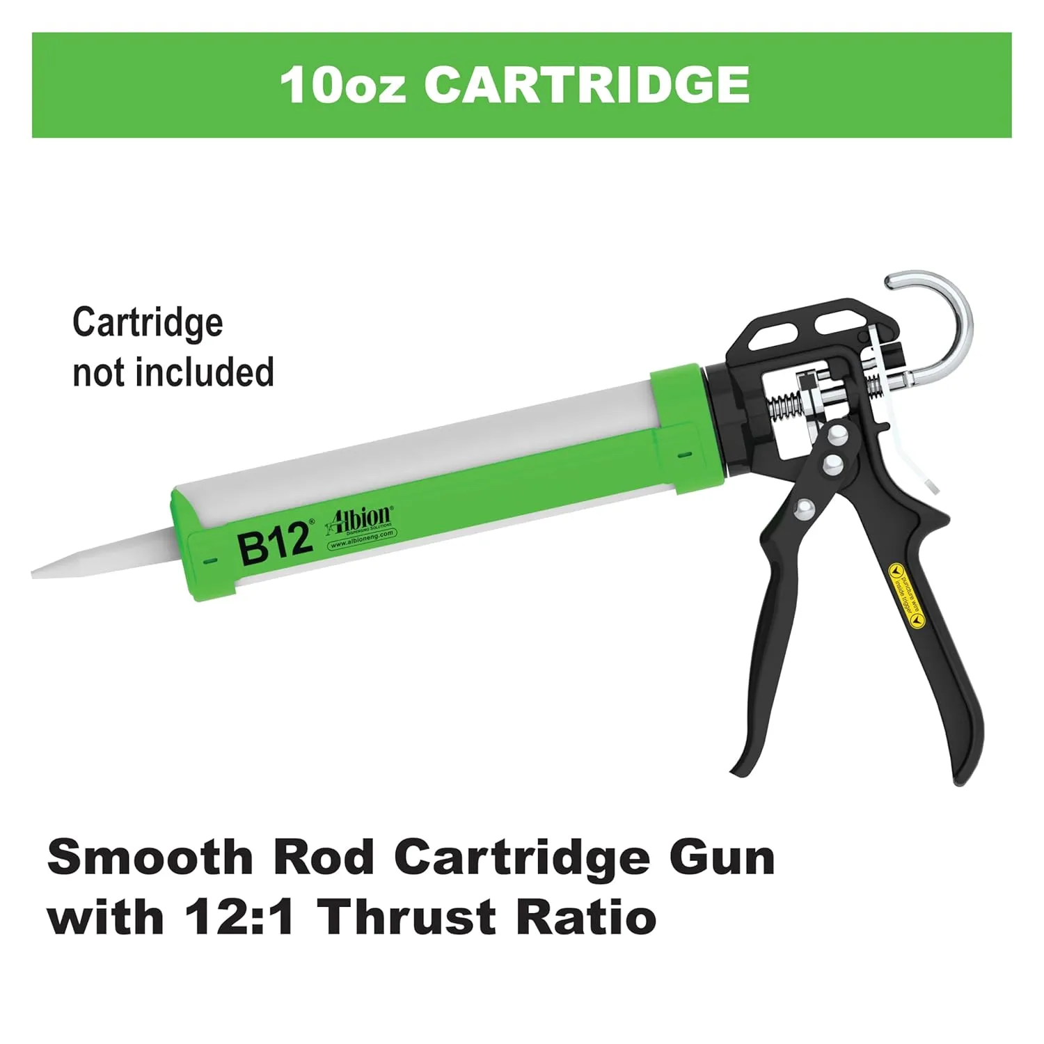 Albion Engineering Company B12 B-Line Manual Cartridge Caulking Gun, 1/10 Gallon (10 oz), 12:1 Drive