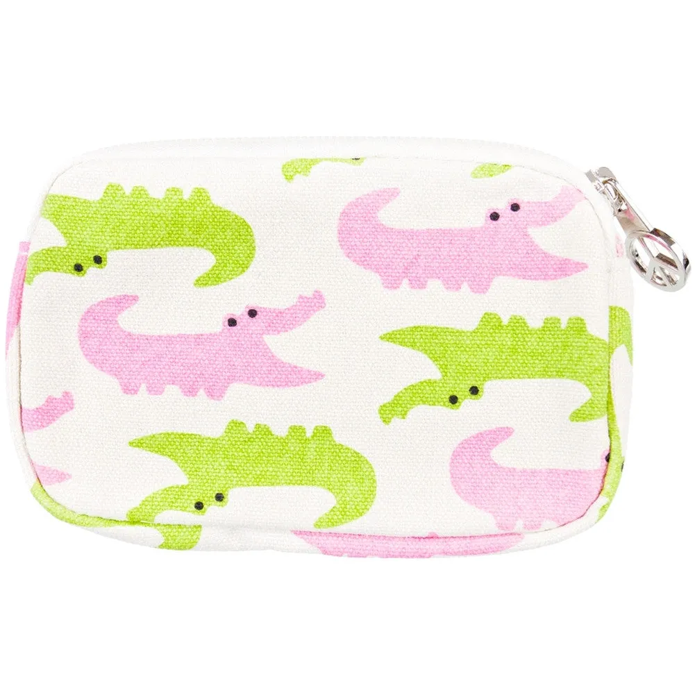 Alligator Pink & Green Chomping Wristlet
