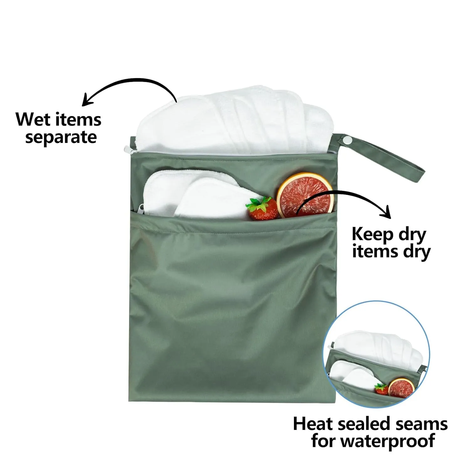 ALVABABY 2pcs Waterproof Wet Dry Bags,Reusable with Two Zippered Pockets,Baby Cloth Diaper,Travel,Beach,Pool,Daycare,Soiled Baby Items,Yoga Gym Bag,Swimsuits or Wet Clothes LW2122