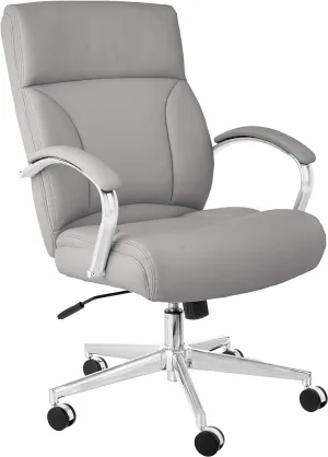 Amazon Basics Executive Desk Chair with Easy Assembly, 275lb Capacity, Oversized Cushion, 29.13"D x 25.2"W x 43.11"H, Grey Bonded Leather