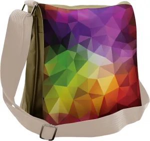 Ambesonne Colorful Messenger Bag, Geometry Shape Polygon, Unisex Cross-body