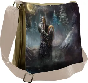 Ambesonne Fantasy Messenger Bag, Medieval Dwarf Knight, Unisex Cross-body