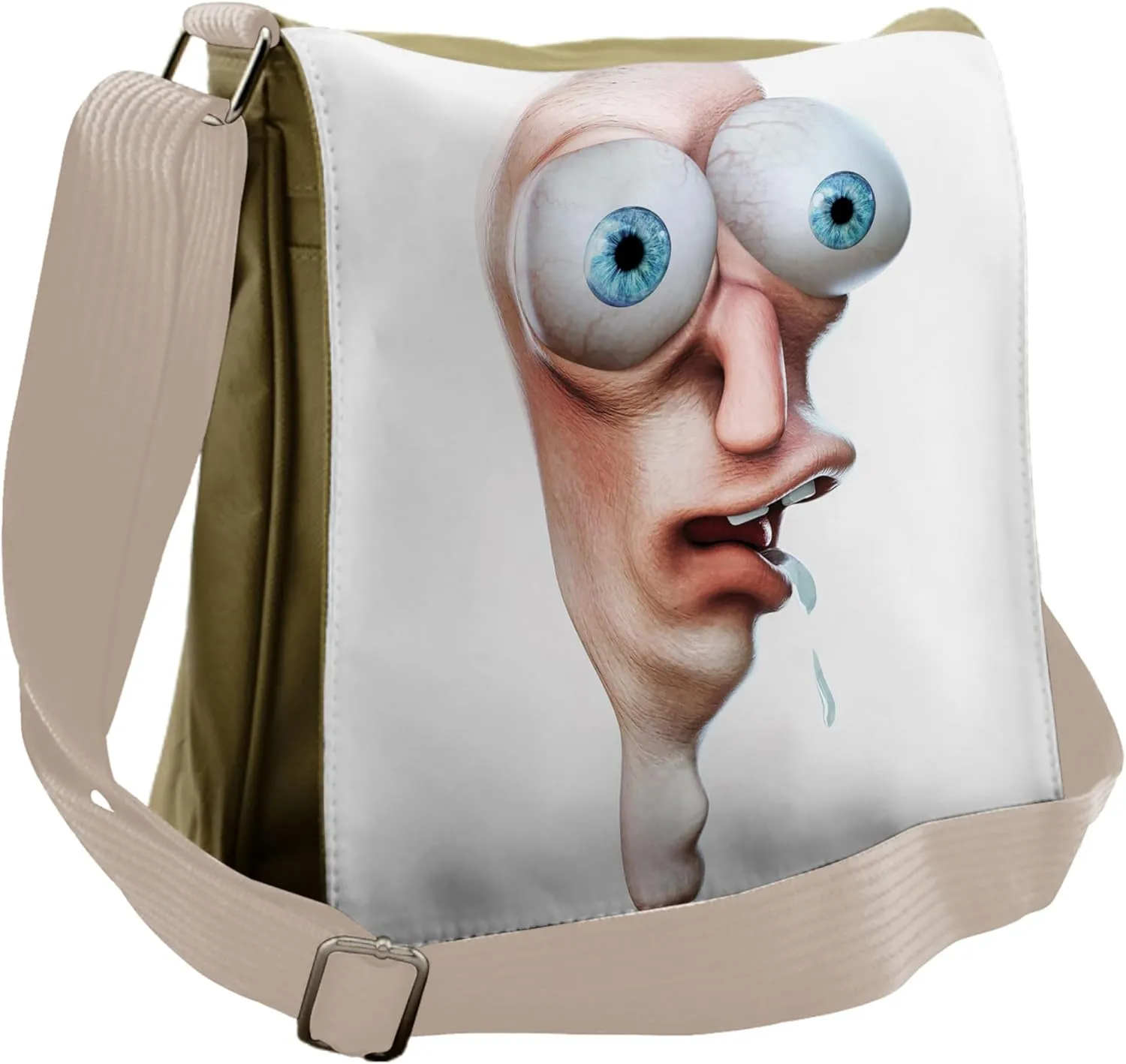 Ambesonne Humor Messenger Bag, Stupid Derp Human Comics, Unisex Cross-body