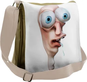 Ambesonne Humor Messenger Bag, Stupid Derp Human Comics, Unisex Cross-body