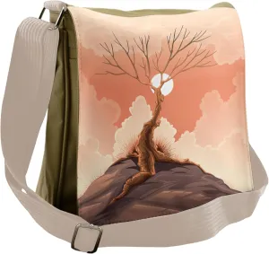 Ambesonne Landscape Messenger Bag, Lonely Tree on Cliff, Unisex Cross-body
