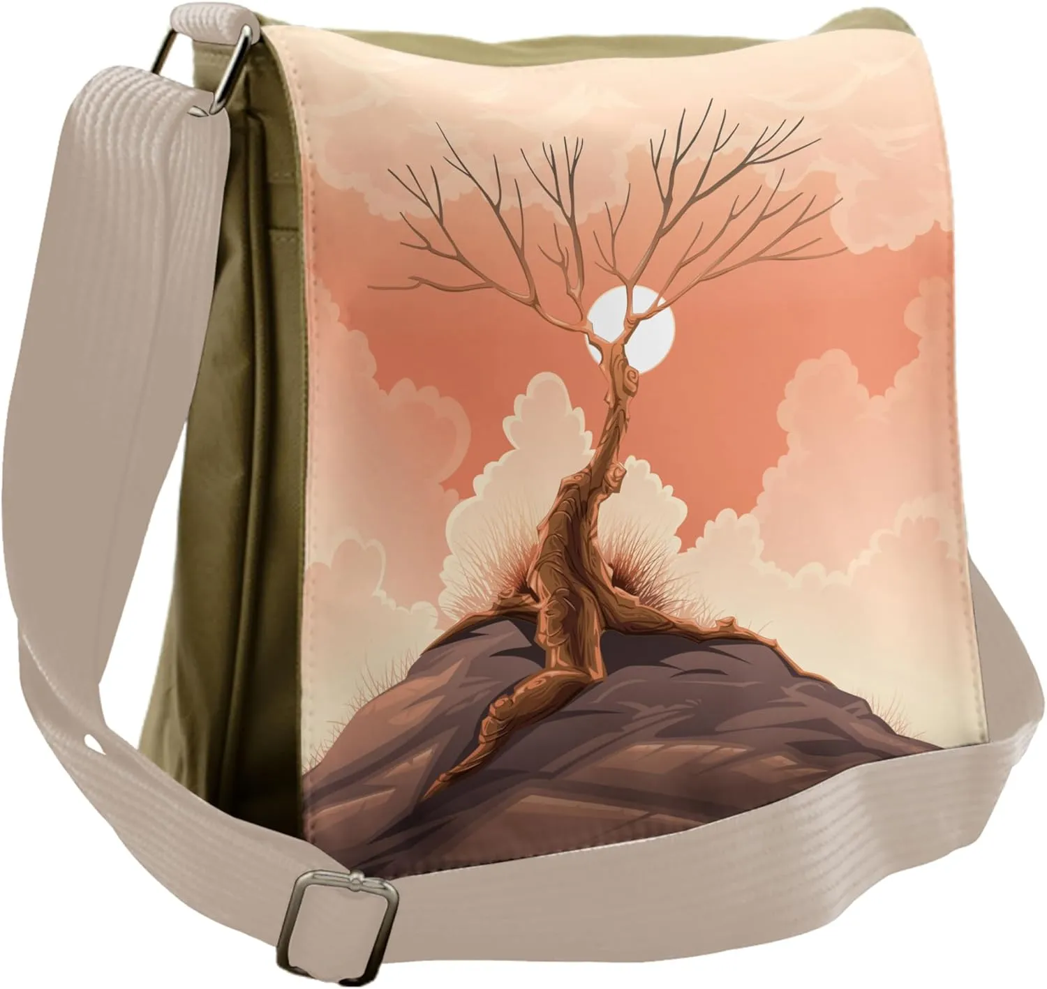 Ambesonne Landscape Messenger Bag, Lonely Tree on Cliff, Unisex Cross-body