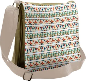 Ambesonne Mexican Messenger Bag, Native Cultural Borders, Unisex Cross-body