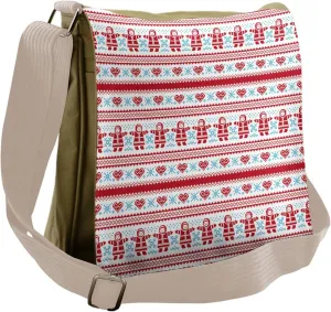 Ambesonne Nordic Messenger Bag, Xmas Inspired Ornament, Unisex Cross-body