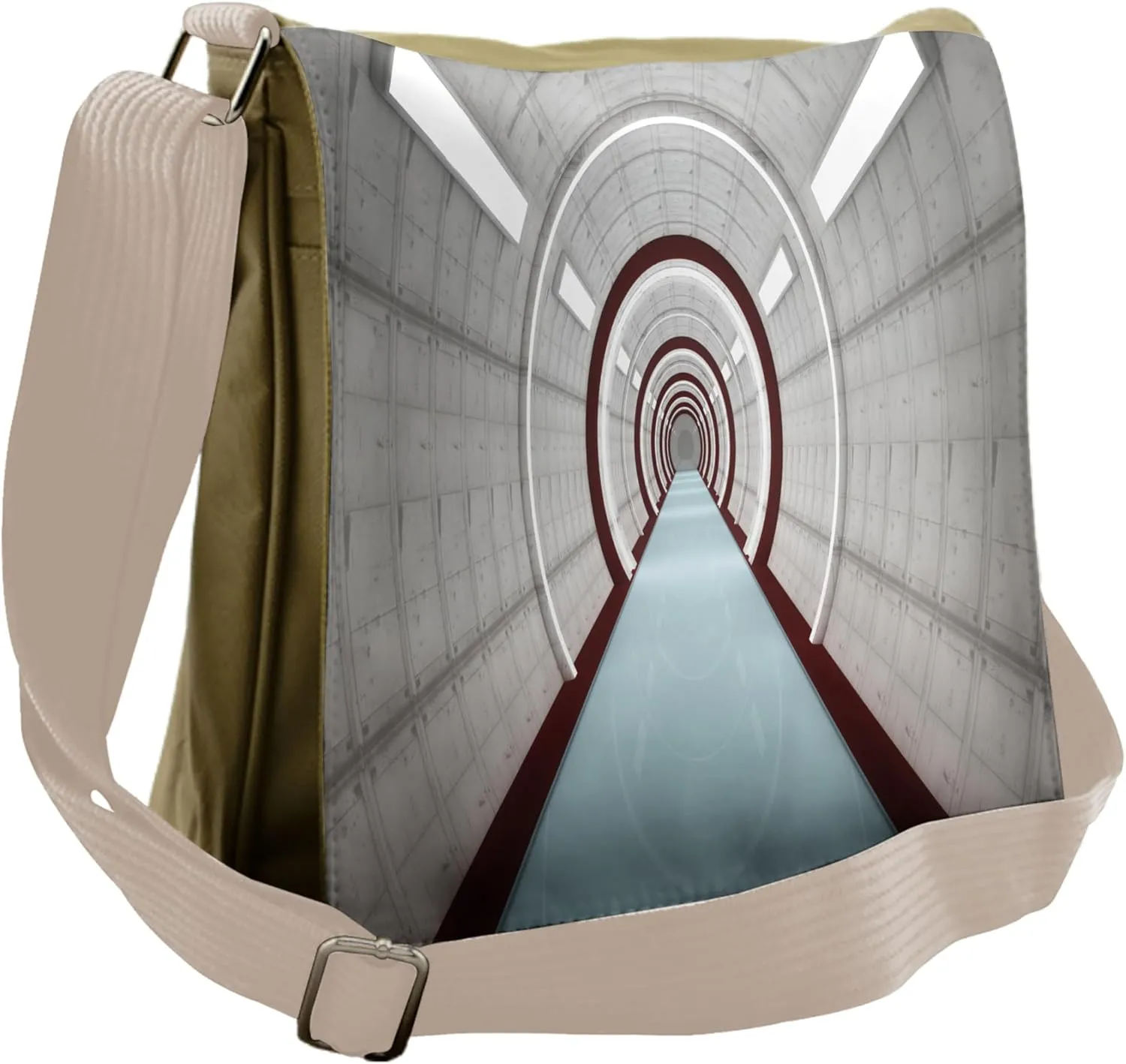 Ambesonne Science Messenger Bag, Futuristic Corridor, Unisex Cross-body