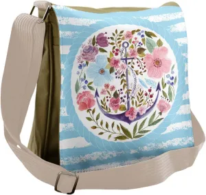 Ambesonne Vintage Messenger Bag, Nautical Anchor Marine, Unisex Cross-body