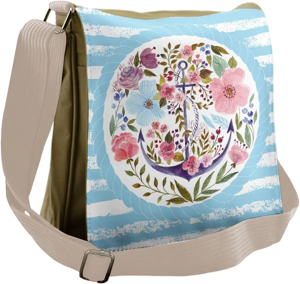Ambesonne Vintage Messenger Bag, Nautical Anchor Marine, Unisex Cross-body