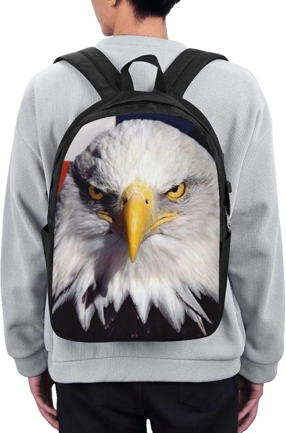 American Bald Eagle Backpack, 17 Inch Travel Business Laptop Backpack With USB Port for Women Men