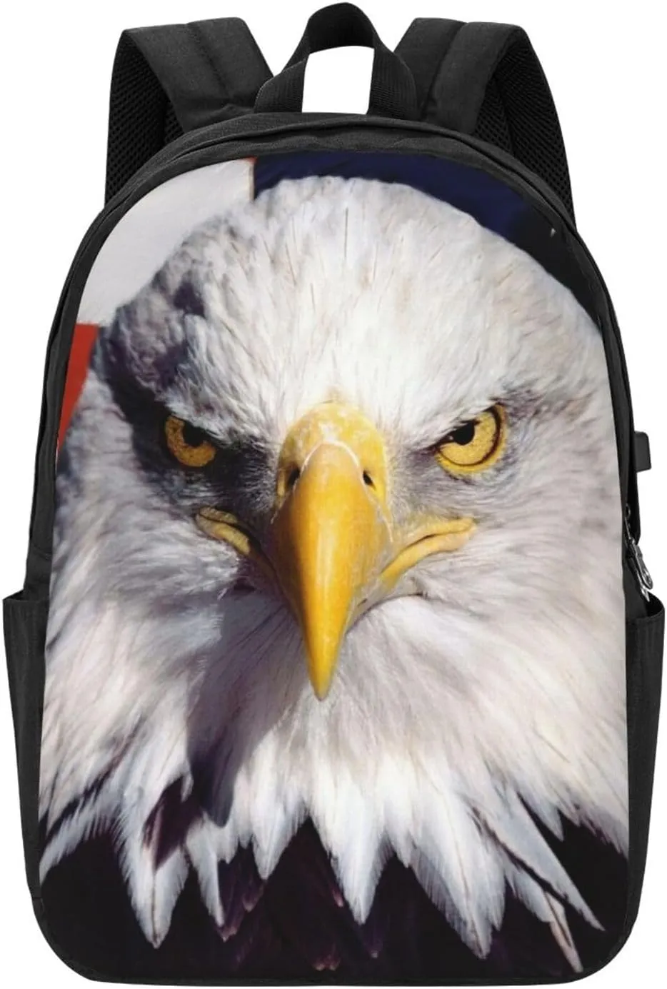 American Bald Eagle Backpack, 17 Inch Travel Business Laptop Backpack With USB Port for Women Men