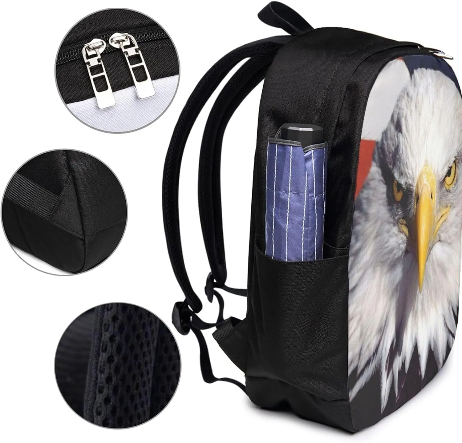 American Bald Eagle Backpack, 17 Inch Travel Business Laptop Backpack With USB Port for Women Men