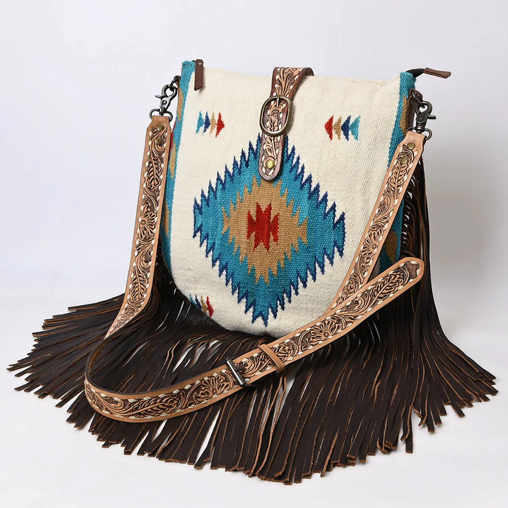 American Darling ADBG551DAR1 Messenger Saddle Blanket Genuine Leather Women Bag Western Handbag Purse