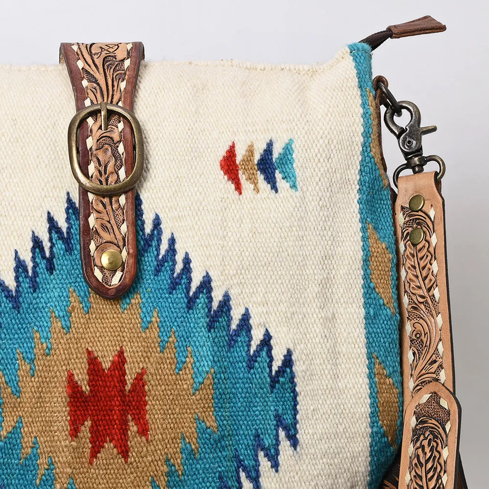 American Darling ADBG551DAR1 Messenger Saddle Blanket Genuine Leather Women Bag Western Handbag Purse