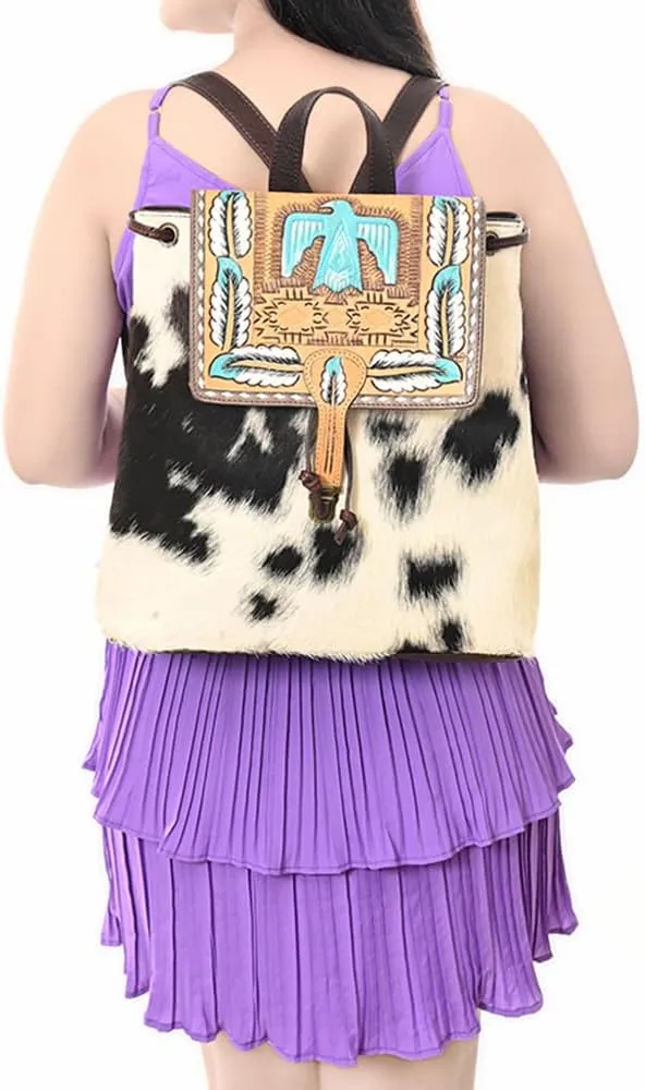 American Darling Hand Tooled Hair On Genuine Leather Women Bag Western Handbag Purse