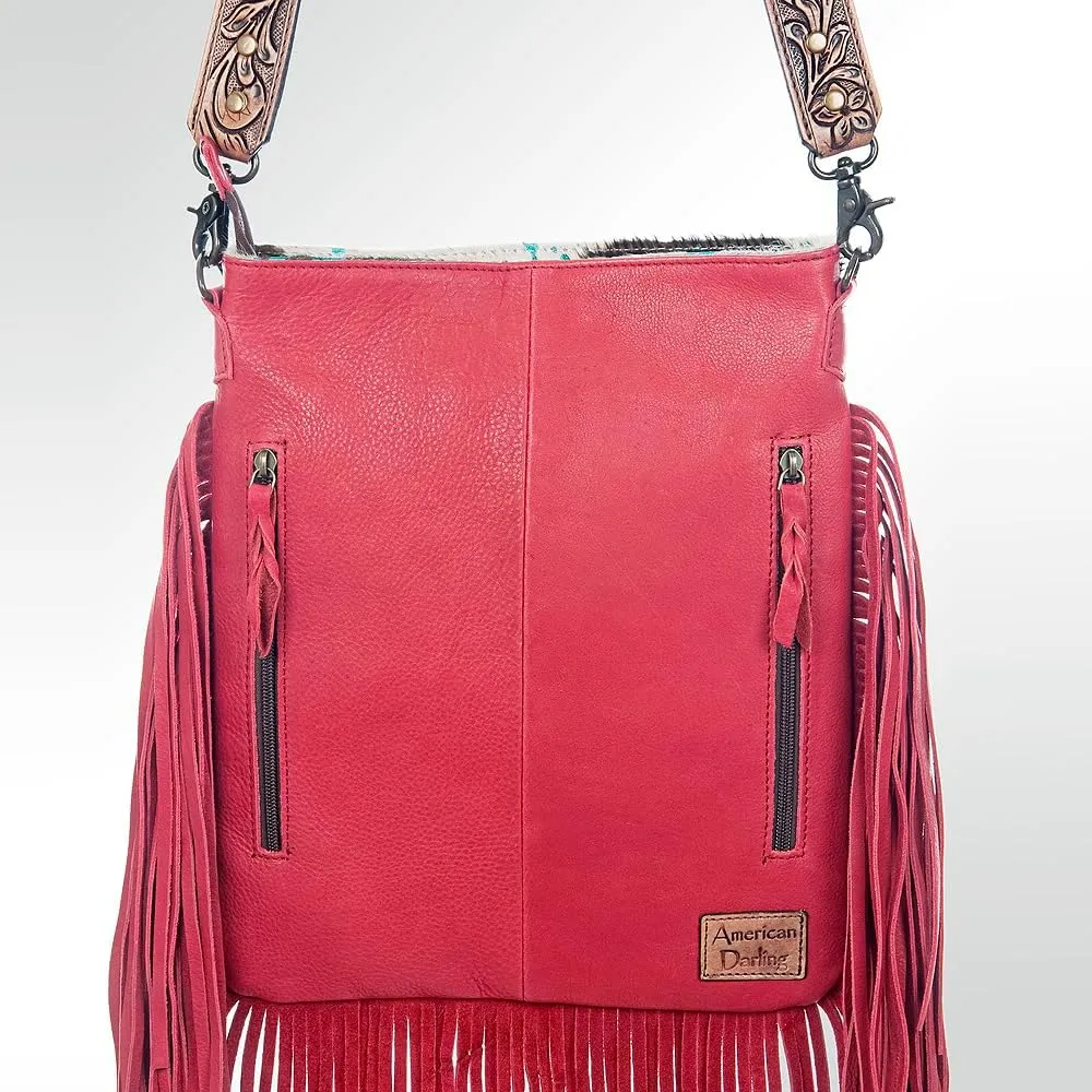 American Darling Messenger Hair On Genuine Leather Women Bag Western Handbag Purse
